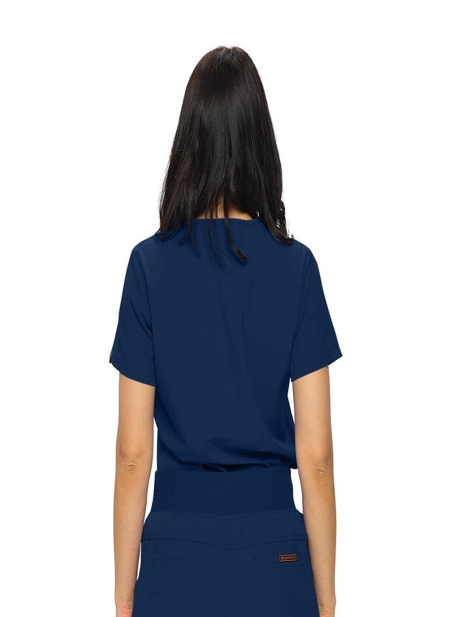 MONARCH UNIFORMS قميص طبي نسائي من مونارك يونيفورمز، بجيب واحد، يُدخل داخل البنطال، لون كحلي، مقاس صغير - Image 3